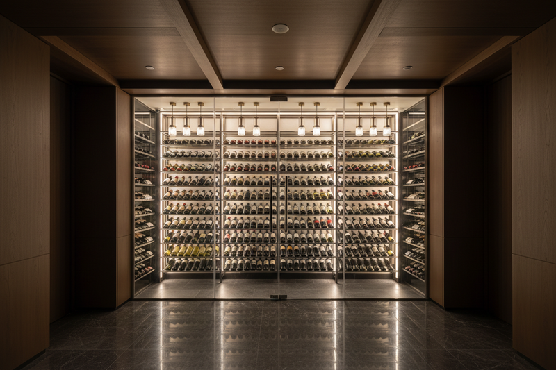 wine display in a upscale boutique hotel
